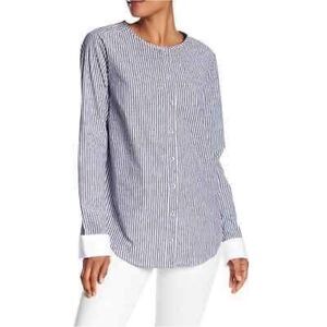 Michael Stars Stripe Contrast Button Down Top
